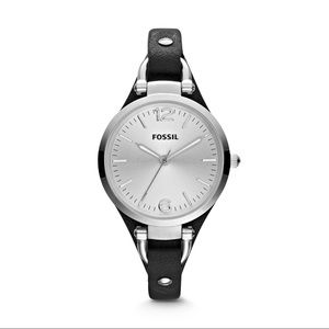 Fossil Georgia Black Leather Watch